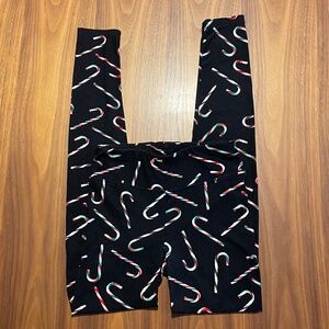 Candy Cane Leggings-Womens Small